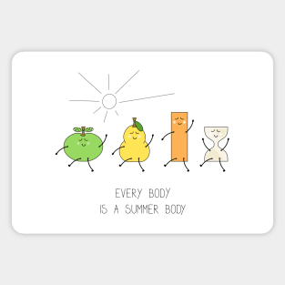 Body positive illustration with cartoon body types - an apple, a pear, a rectangle and an hourglass Magnet